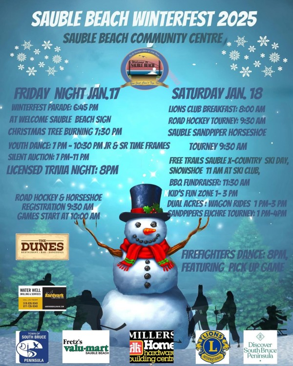 SAUBLE BEACH WINTERFEST IS THIS WEEKEND!January 17 & 18
See poster for details